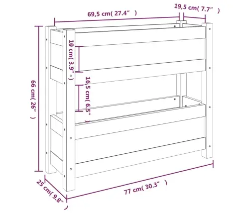 Taimekast, Must, 77 X 25 X 66 cm Männipuit