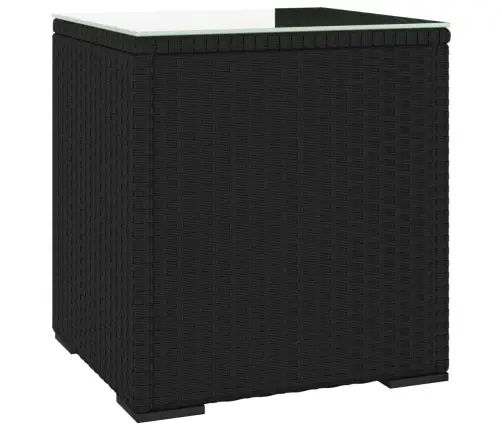 Galdiņš, 40X37X40,5 Cm, Polietilēna Rotangpalma, Stikls, Melns Vidaxl