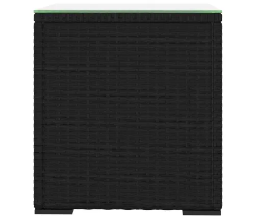 Galdiņš, 40X37X40,5 Cm, Polietilēna Rotangpalma, Stikls, Melns Vidaxl