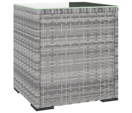 Galdiņš, 40X37X40,5 Cm, Polietilēna Rotangpalma, Stikls, Pelēks Vidaxl