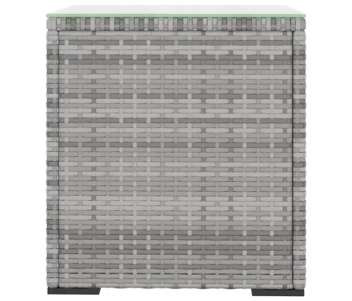 Galdiņš, 40X37X40,5 Cm, Polietilēna Rotangpalma, Stikls, Pelēks Vidaxl