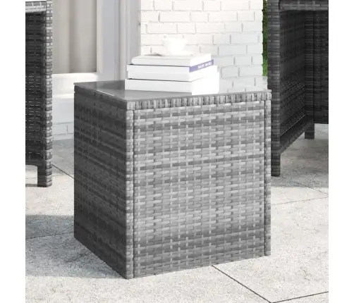 Galdiņš, 40X37X40,5 Cm, Polietilēna Rotangpalma, Stikls, Pelēks Vidaxl