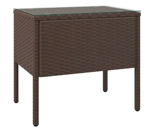 Šoninis Staliukas, Rudas, 53X37X48cm Poliratanas Ir Stiklas