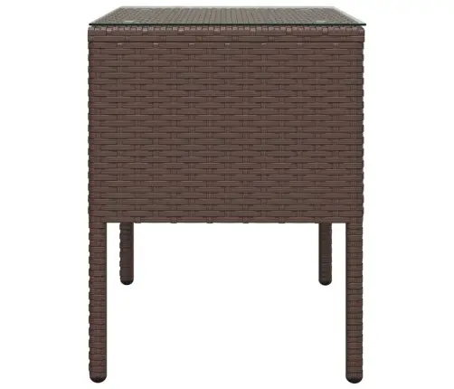 Šoninis Staliukas, Rudas, 53X37X48cm Poliratanas Ir Stiklas