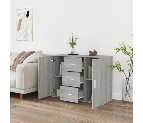 Kumode, Pelēka Ozolkoka, 91X29,5X65 Cm, Inženierijas Koks Vidaxl