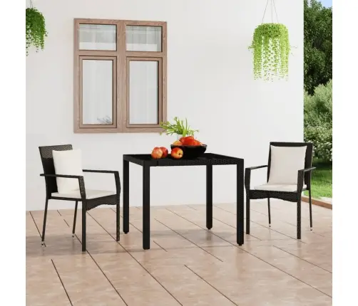 Sodo Kėdės Su Pagalvėlėmis, 2Vnt., Juodos Spalvos, Poliratanas