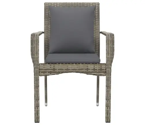 Dārza Krēsli Ar Matračiem, 4 Gab., Pelēka Pe Rotangpalma Vidaxl