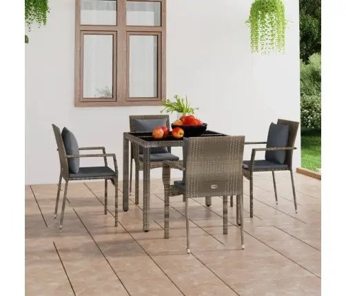 Dārza Krēsli Ar Matračiem, 4 Gab., Pelēka Pe Rotangpalma Vidaxl