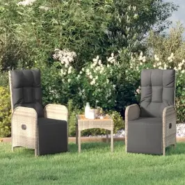 Dārza Krēsli Ar Matračiem, 2 Gab., Pe Rotangpalma, Pelēki Vidaxl