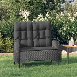 Atgāžams Dārza Sols Ar Matračiem, 107 Cm, Melna Pe Rotangpalma Vidaxl