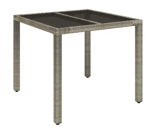 Dārza Galds Ar Stikla Virsmu, 90X90X75Cm, Pelēka Pe Rotangpalma Vidaxl