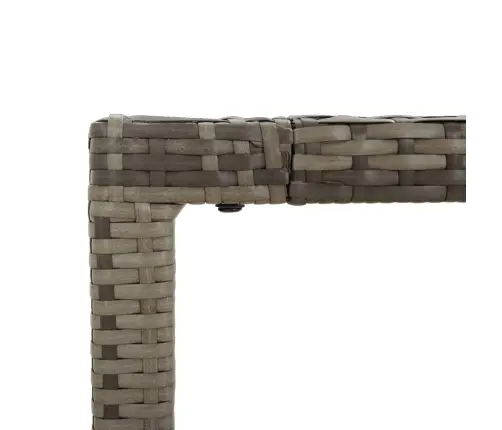 Dārza Galds Ar Stikla Virsmu, 90X90X75Cm, Pelēka Pe Rotangpalma Vidaxl