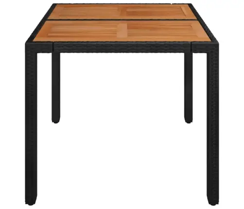 Dārza Galds Ar Koka Virsmu, 90X90X75 Cm, Melna Pe Rotangpalma Vidaxl
