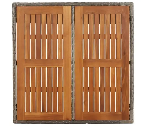 Dārza Galds Ar Koka Virsmu, 90X90X75 Cm, Pelēka Pe Rotangpalma Vidaxl