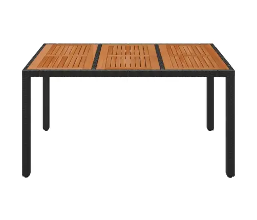 Dārza Galds, Koka Virsma, Melns, 150X90X75 Cm, Pe Rotangpalma Vidaxl