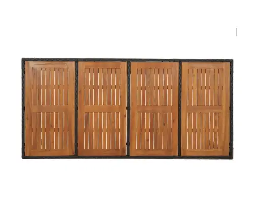 Dārza Galds, Koka Virsma, Melns, 190X90X75 Cm, Pe Rotangpalma Vidaxl