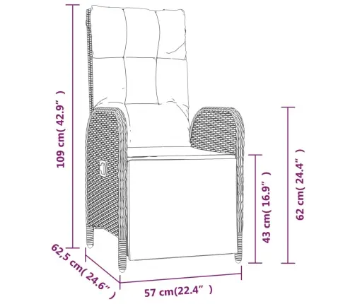 Atgāžami Dārza Krēsli Ar Galdiņu, 2 Gab., Melna Pe Rotangpalma Vidaxl