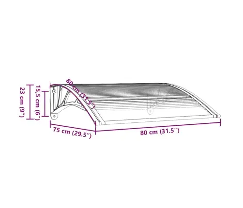 Ukse Varikatus Must 80 X 75 Cm Polükarbonaat