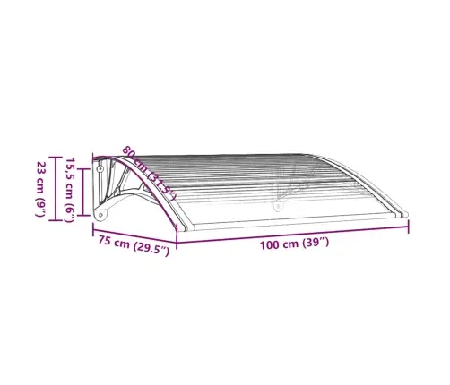 Ukse Varikatus, Must Ja Läbipaistev, 100X75 cm Polükarbonaat