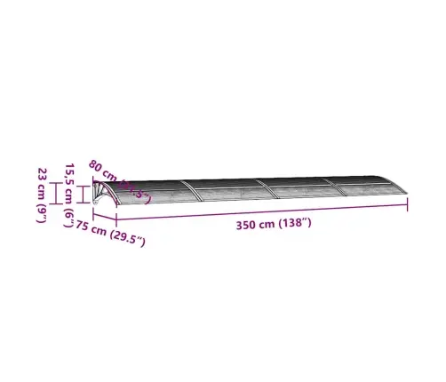 Ukse Varikatus, Must Ja Läbipaistev, 350X75 cm Polükarbonaat