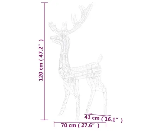 Ziemassvētku Ziemeļbriežu Dekorācijas, 3 Gab., Akrils, 120 Cm Vidaxl