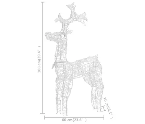 Kalėdų Dekoracijos Elniai, 3Vnt., 60X16X100cm Akrilas