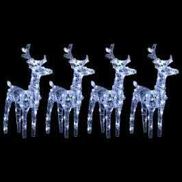 Ziemassvētku Ziemeļbrieži, 4 Gab., 160 Vēsi Baltas Led, Akrils Vidaxl