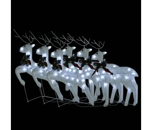 Ziemassvētku Ziemeļbrieži, 6 Gab., Balti, 120 Led Vidaxl