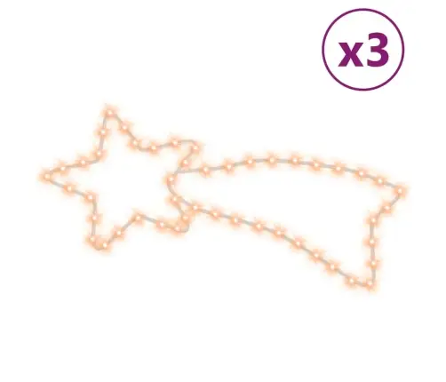 Ziemassvētku Komētas Figūras, 3 Gab., 48 Baltas Led, 65X28 Cm Vidaxl
