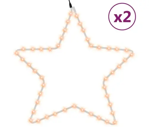 Ziemassvētku Zvaigznes Figūras, 2 Gab., 48 Baltas Led, 56 Cm Vidaxl