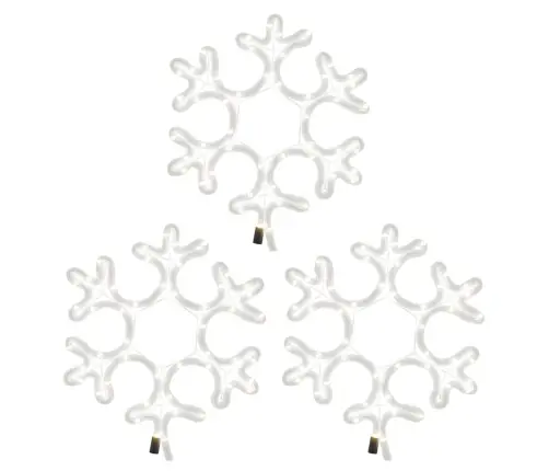 Ziemassvētku Sniegpārslas Figūras, 3 Gab., Baltas Led, 27X27 Cm Vidaxl