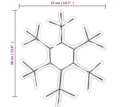 Ziemassvētku Sniegpārslas Figūras, 2 Gab., Baltas Led, 38X37 Cm Vidaxl