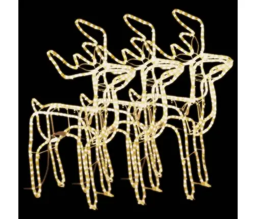 Kalėdinės Dekoracijos Elniai, 3Vnt., Šilti Balti, 76X42X87Cm