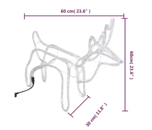 Ziemeļbriežu Figūras, 2 Gab., Vēsi Baltas, 60X30X60 Cm Vidaxl