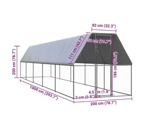 Õue Kanapuur, 2 X 10 X 2 M, Tsingitud Teras