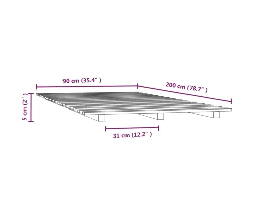 Gultas Rāmis, 90X200 Cm, Priedes Masīvkoks Vidaxl Gultas Rāmis, 90X200 Cm, Priedes Masīvkoks Vidaxl