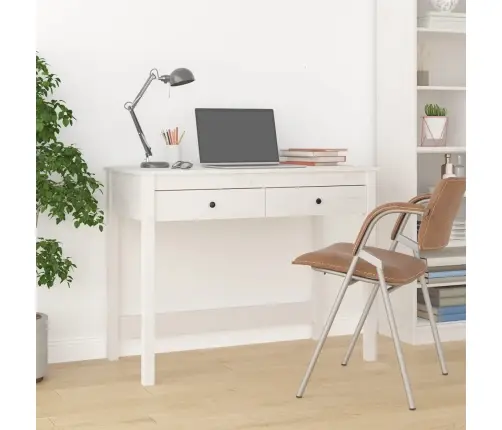 Rakstāmgalds Ar Atvilktnēm, Balts, 100X50X78 Cm, Priedes Koks Vidaxl