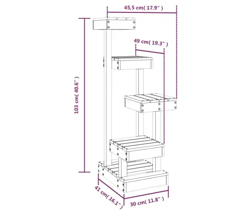 Draskyklė Katėms, 45,5X49X103cm Pušies Medienos Masyvas