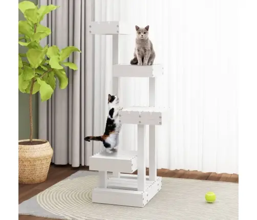 Kaķu Māja, Balta, 45,5X49X103 Cm, Priedes Masīvkoks  Vidaxl