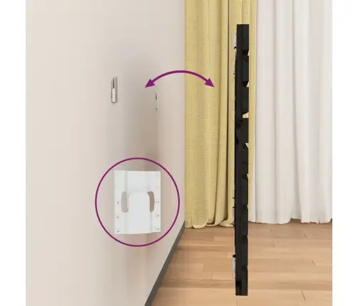 Sienas Galvgalis, Melns, 96X3X63 Cm, Priedes Masīvkoks Vidaxl