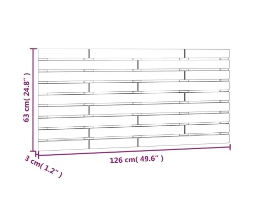 Sienas Galvgalis, Balts, 126X3X63 Cm, Priedes Masīvkoks Vidaxl