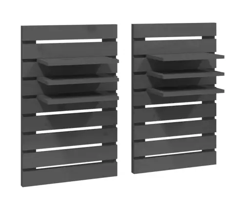 Sienas Plaukti Gultai, 2 Gab., Pelēki, Priedes Masīvkoks Vidaxl Sienas Plaukti Gultai, 2 Gab., Pelēki, Priedes Masīvkoks Vidaxl