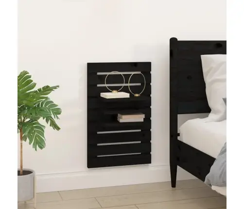 Sieninės Lentynos Prie Lovos, 2Vnt., Juodos, Pušies Masyvas