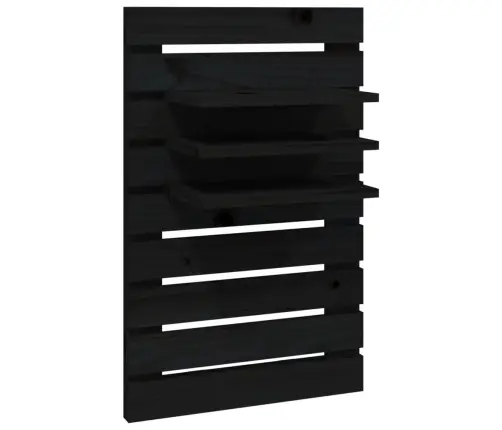 Sieninės Lentynos Prie Lovos, 2Vnt., Juodos, Pušies Masyvas