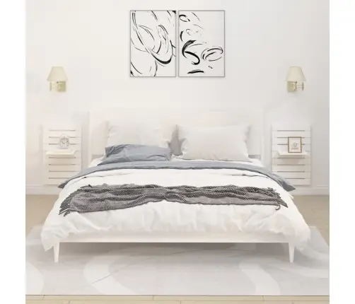 Sienas Plaukti Gultai, 2 Gab., Balti, Priedes Masīvkoks Vidaxl