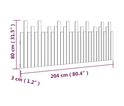 Sienas Galvgalis, 204X3X80 Cm, Priedes Masīvkoks Vidaxl
