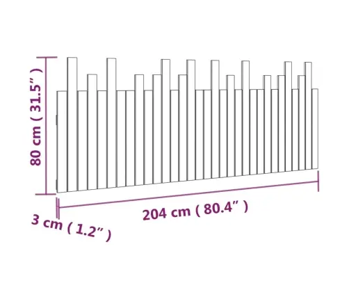 Sienas Galvgalis, 204X3X80 Cm, Priedes Masīvkoks Vidaxl