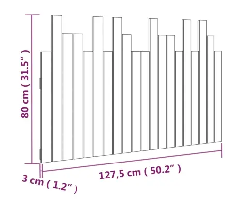 Sieninis Galvūgalis, Pilkas, 127,5X3X80cm Pušies Masyvas