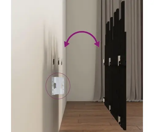 Sienas Galvgalis, Melns, 127,5X3X80 Cm, Priedes Masīvkoks Vidaxl