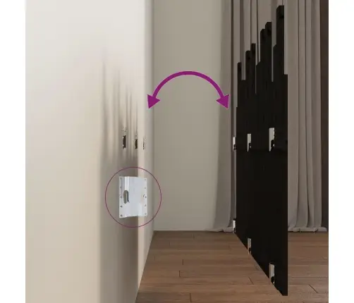 Sienas Galvgalis, Melns, 146,5X3X80 Cm, Priedes Masīvkoks Vidaxl